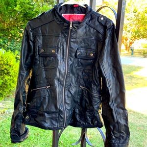 Vintage Collection by Bernardo Faux Leather Full Zip Moto Jacket Black